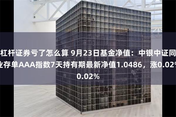 杠杆证券亏了怎么算 9月23日基金净值：中银中证同业存单AAA指数7天持有期最新净值1.0486，涨0.02%