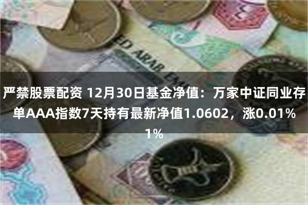 严禁股票配资 12月30日基金净值：万家中证同业存单AAA指数7天持有最新净值1.0602，涨0.01%